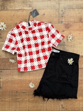 RED/WHITE Checkered Crop Top ⭐️NWT by ZAFUL